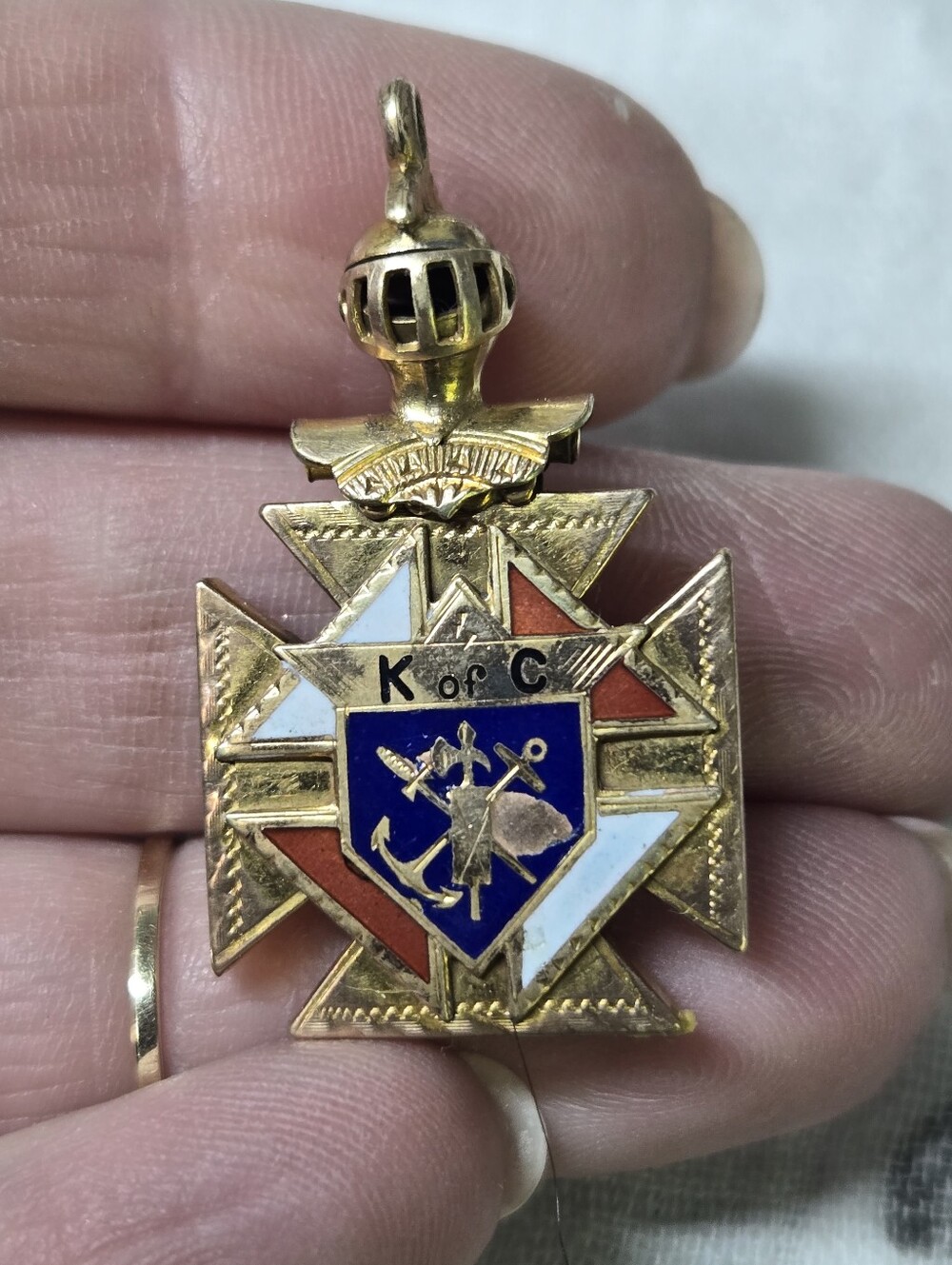 vintage Knights of Columbus pendant, often designed as a watch fob